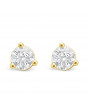 Solitaire Diamond Stud Earrings in a 3-Claw Setting, Set 18ct Yellow Gold. Tdw 0.70ct